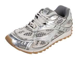 Bottega Veneta Silver and White Sneakers
